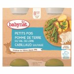 Babybio repas midi pot petits pois pomme de terre cabillaud sauvage + 8m bio 2 x 200g