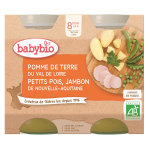 Babybio repas midi pot pomme de terre petits pois jambon + 8m bio 2 x 200g