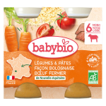 Babybio petits pots l�gumes & p�tes fa�on bolognaise b?uf fermier de nouvelle - aquitaine + 6m bio 2 ...