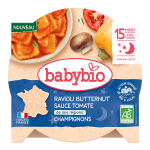 Babybio ravioli butternut sauce aux tomates de nos rgions et champignons bio 190g