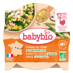 Babybio repas midi assiette pomme de terre haricots verts dinde + 12m bio 230g