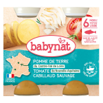 Babybio repas midi pot pomme de terre tomate cabillaud + 6m bio 2 x 200g