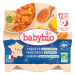 Babybio repas soir assiette carotte ma�s quinoa + 12m bio 230g