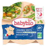 Babybio repas soir assiette l�gumes verts panais boulghour + 12m bio 230g