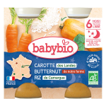 Babybio repas soir pot carotte butternut riz + 6m bio 2 x 200g Babybio repas soir pot carotte butternut riz + 6m bio 2 x 200g
