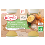 Babybio riz au lait de coco clmentines de corse bio 2 x 130g