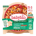 Babybio veggie spaghetti potimarron de notre ferme carotte et lentilles de nos r�gions 200g