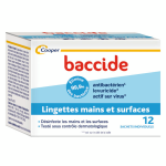 Baccide lingettes mains et surfaces 12 lingettes individuelles