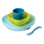 Baba coffret repas silicone 4 pices bleu