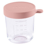 Baba portion pot de conservation en verre rose 250ml