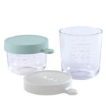 Baba portion set 2 pots de conservation en verre airy green 150ml + light mist 250ml