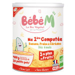 Bébé m ma 1ère compotée banane fraise céréales + 6m bio 400g Bébé m ma 1ère compotée banane fraise céréales + 6m bio 400g