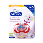 Bebisol sucette nuit rversible silicone rouge fuse + 6m
