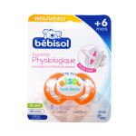 Bebisol sucette physiologique silicone orange bisou tout doux + 6m