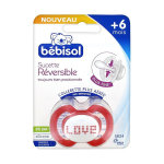 Bébisol sucette reversible silicone rouge love + 6m Bébisol sucette reversible silicone rouge love + 6m