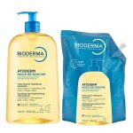 Bioderma atoderm huile de douche apaisante peaux tr�s s�ches atopiques famille et �co - recharge 1l