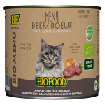 Biofood menu bio  base de 78% de viande de boeuf bio pour chat. bote de 200g.