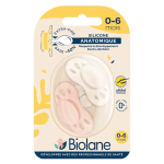 Biolane 2 sucettes 0 - 6 mois rose et beige base extra - fine et t�terelle r�versible