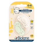 Biolane 2 sucettes 0 - 6 mois vert et beige base extra - fine et t�terelle r�versible