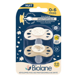Biolane 2 sucettes collection nuit 0 - 6 mois beige base extra - fine et t�terelle r�versible