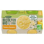 Blédina les récoltes bio pot compote pomme banane + 8m 2 x 130g Blédina les récoltes bio pot compote pomme banane + 8m 2 x 130g