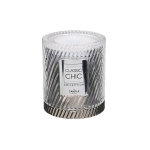 Bougie cloche verre cisele iris 9. 3x8cm gris
