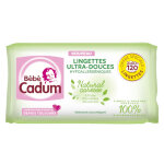 Cadum bb natural caresse lingettes pocket ultra - douces 2 x 60 units