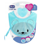 Chicco anneau de dentition fresh bib bavoir + 4m bleu