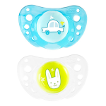 Chicco physio forma air sucette silicone + 16m soucoupe lapin lot de 2 + boite de st�rilisation