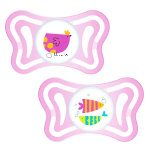 Chicco physio forma light sucette silicone + 16m oiseau poisson lot de 2 + boite de st�rilisation