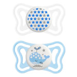 Chicco physio forma light sucette silicone phosphorescente + 2m baleine toile lot de 2 + boite de strilisati ...