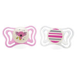Chicco physio forma light sucette silicone phosphorescente + 6m koala rayure rose lot de 2 + boite de ...
