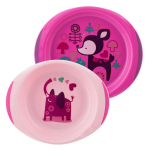 Chicco repas ensemble assiette plate et creuse dcore + 12m rose