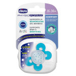 Chicco sucette physio forma comfort silicone + 16m phosphorescent bleu clair + bote de strilisation ...