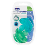 Chicco sucette physio soft tout silicone + 6m bleu et vert