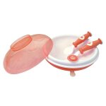 Dbb remond assiette garde au chaud avec couvercle et couverts coloris corail