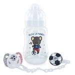 Dbb remond coffret foot blanc compos� d'1 biberon 1 sucette + attache sucette