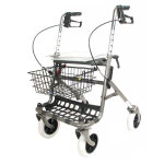 Deambulateur rollator vermeiren 4 roues + panier + tablette gris carbon 286b