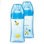 Dodie biberon initiation + anti - coliques 3 vitesses + 0m bleu cosmonaute lot de 2 x 270ml