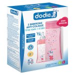 Dodie biberon initiation + anti - coliques 3 vitesses + 0m rose lot de 2 x 270ml