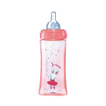 Dodie biberon + 6m ttine ronde dbit 3 rose danseuse col large 330ml