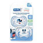 Dodie sucette anatomique + 18m mickey bleu clair lot de 2