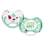 Dodie sucette anatomique + 6m green baby et coccinelle lot de 2