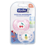Dodie sucette anatomique + 6m silicone cerise ananas lot de 2