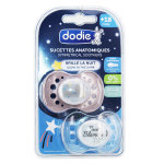 Dodie sucette anatomique nuit + 18m nuage mauve blanche transparente lot de 2