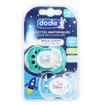 Dodie sucette anatomique nuit + 18m nuage vert nuit blanche transparente lot de 2