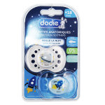 Dodie sucette anatomique nuit + 18m plante blanche fuse bleu lot de 2