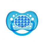 Dodie sucette anatomique silicone bleu triangles + 18m a38