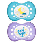 Dodie sucette anatomique nuit + 18m good night lune lot de 2