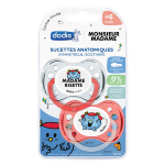 Dodie sucette anatomiques monsieur madame risette + 6m lot de 2